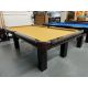 Table de billard noire démonstrateur de fini Acajou plancher Majestic Orleans 8 pieds Code : TABLE430MAJ8P  
Fabriqué en bois massif Nord Américain et Européen avec ardoise naturelle 3/4 pouces, poches en cuir véritable et tapis couleur Beige Doré Champi